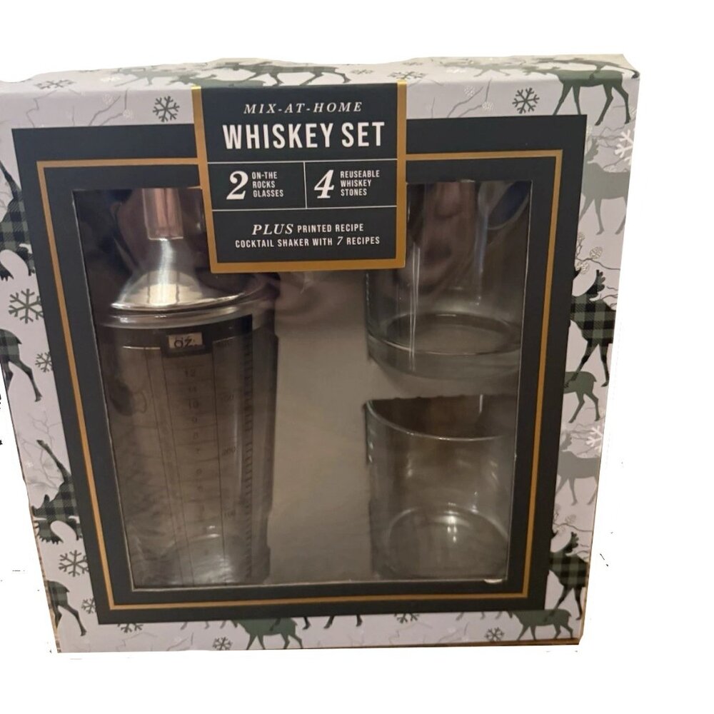 Silver One International Whiskey Glasses Mix at Home Set Whiskey Stones Rocks